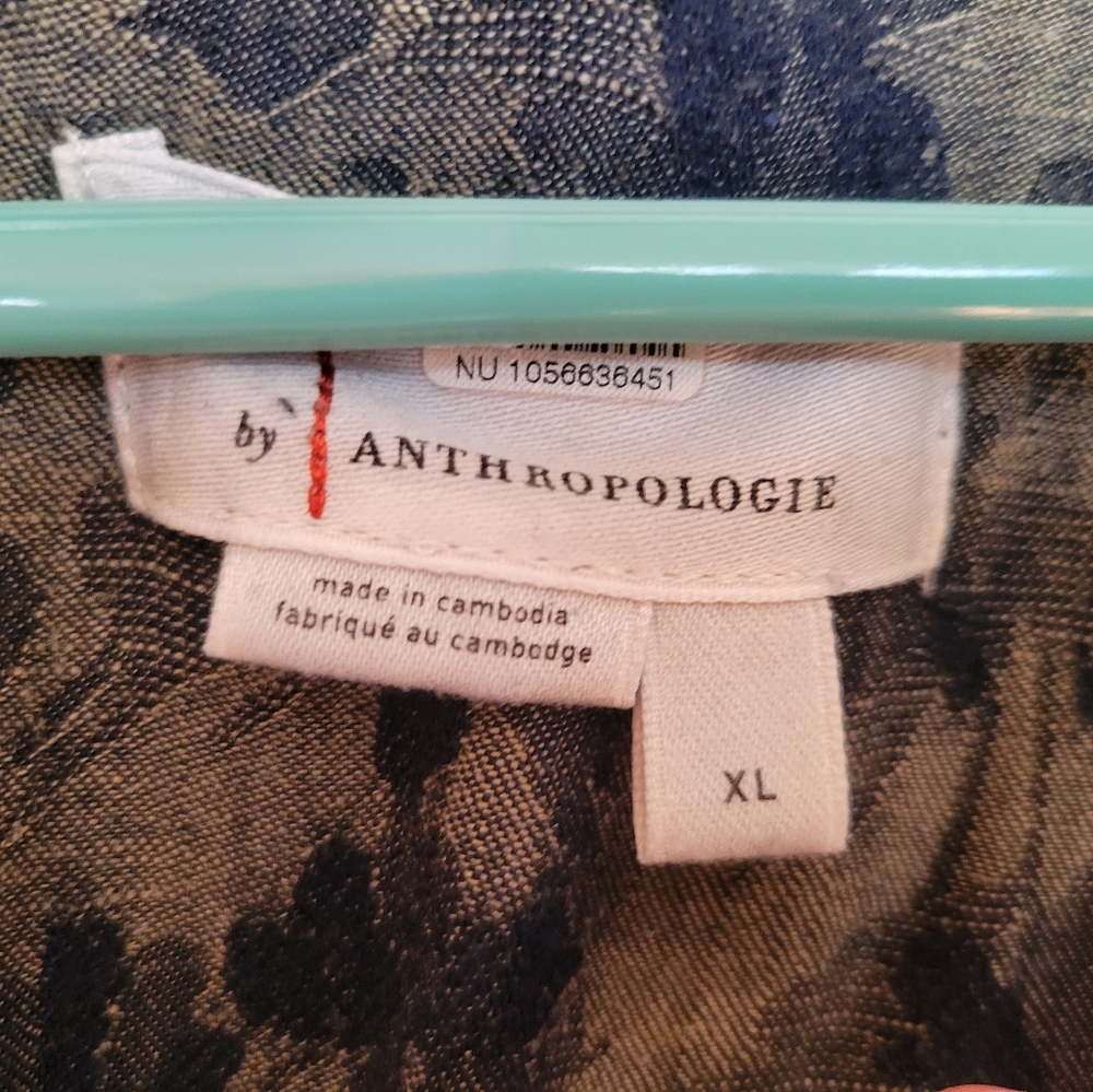 Anthropologie Floral Jumpsuit in Blue and Olive - Picture 6 of 6